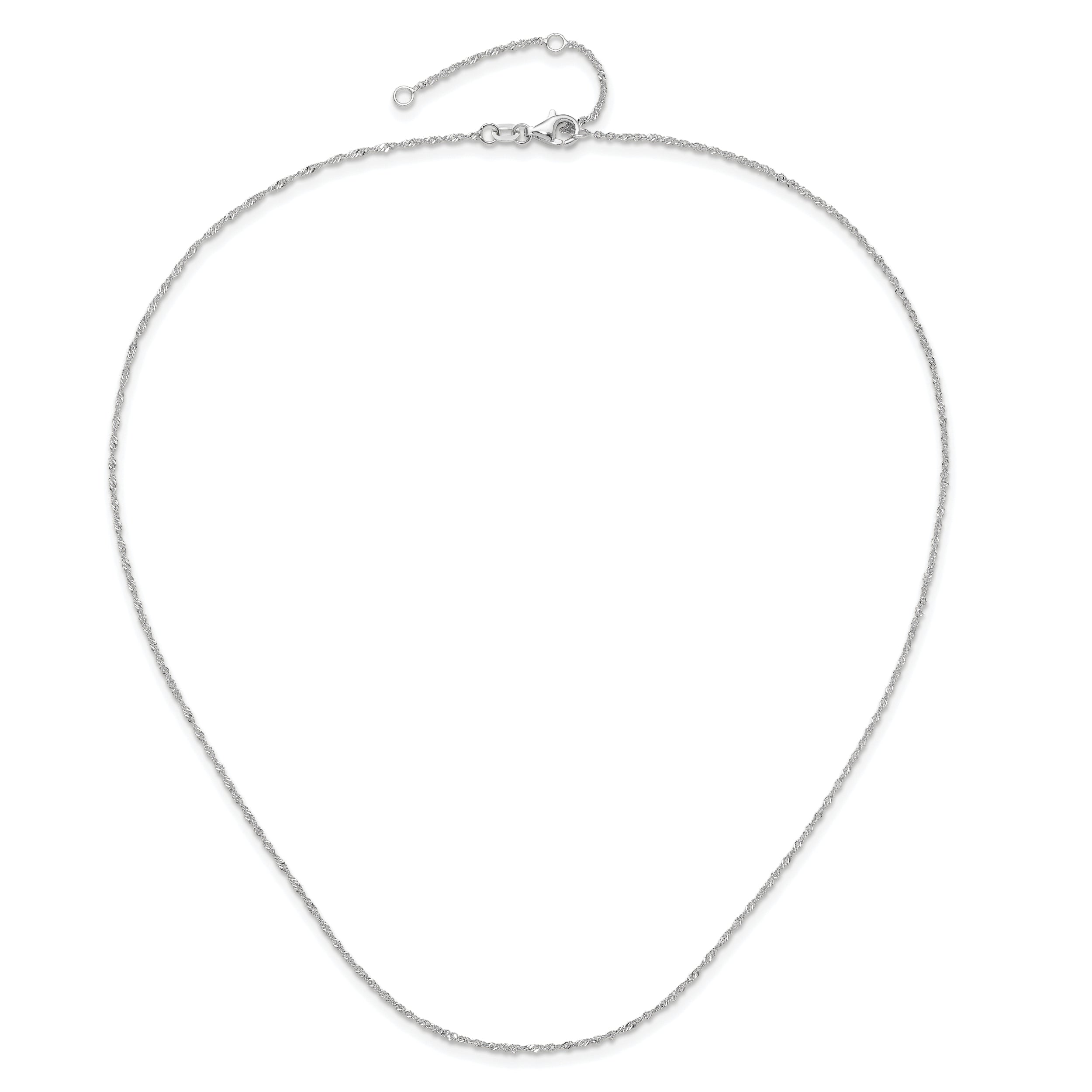 14K White Gold  1.25mm Singapore 1in+1in Adjustable Chain