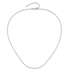 14K White Gold  1.25mm Singapore 1in+1in Adjustable Chain