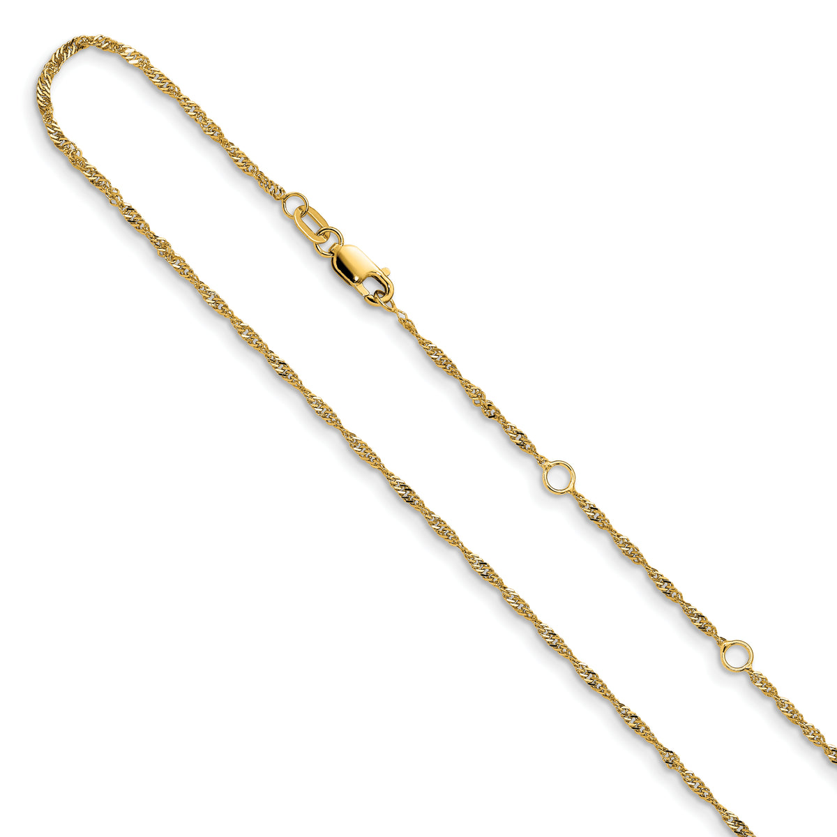 14K 1.5mm Singapore 1in+1in Adjustable Chain