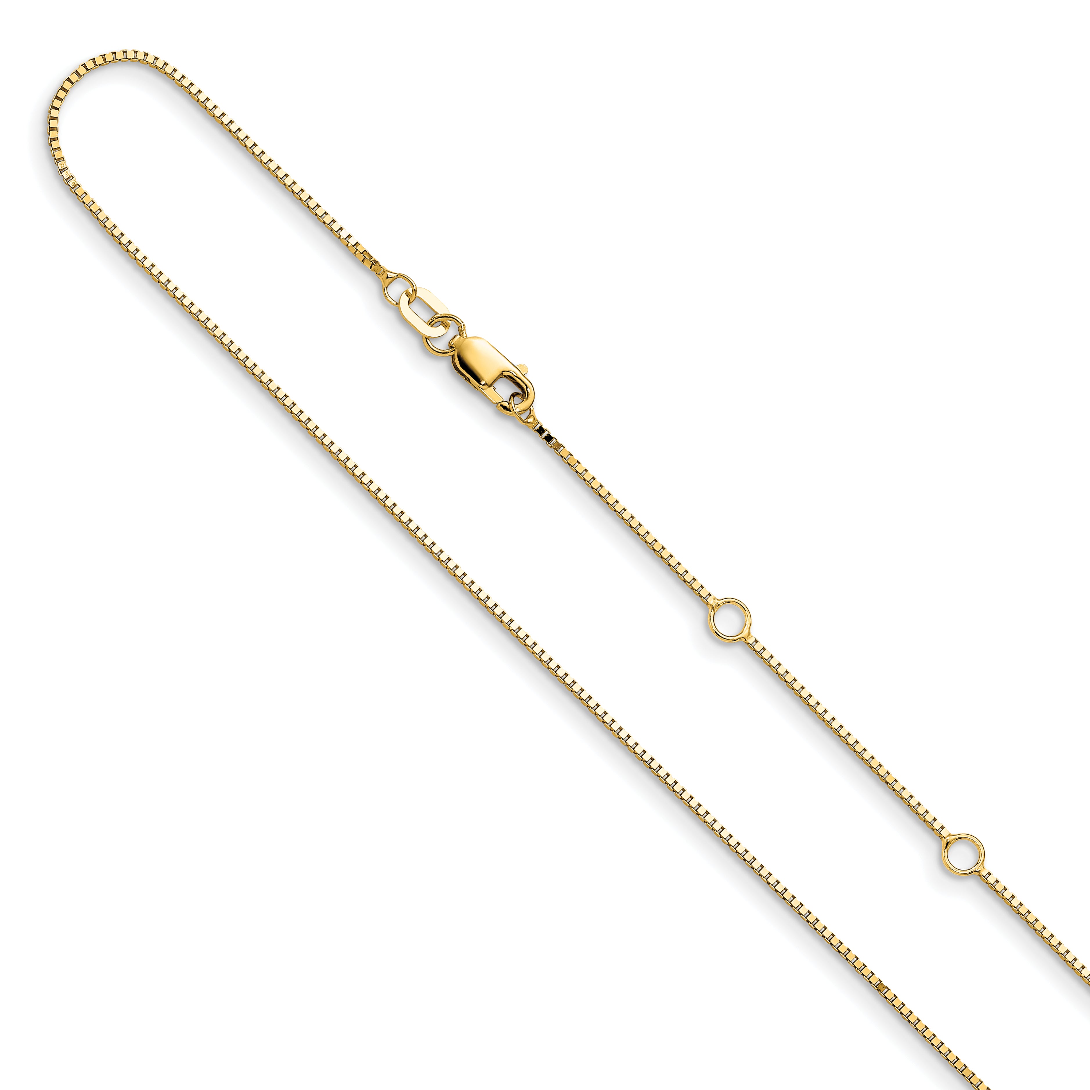 14K .85mm Box 1in+1in Adjustable Chain