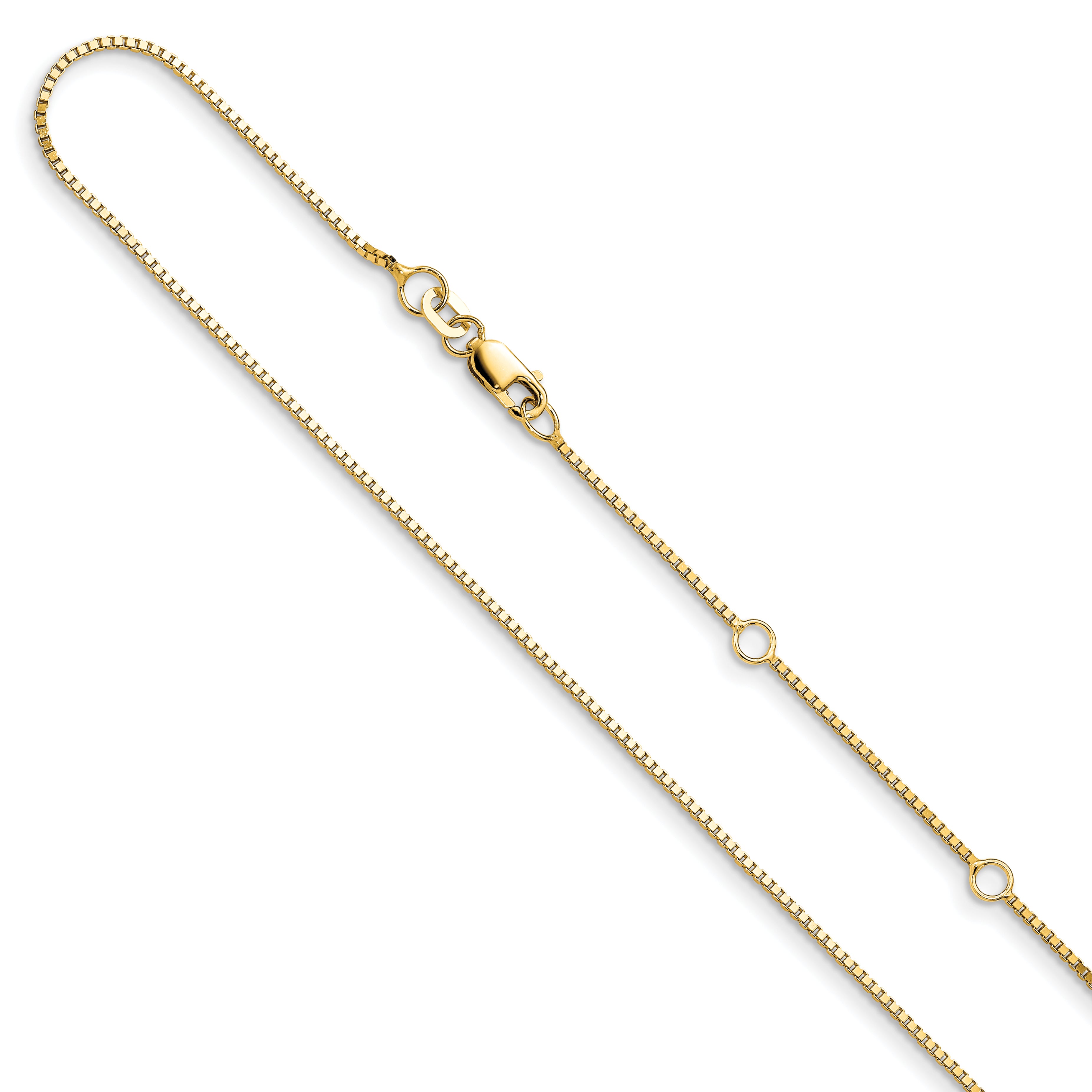 14K .95mm Box 2in+2in Adjustable Chain