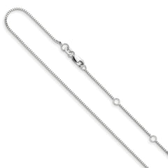 14K White Gold .95mm Box 2in+2in Adjustable Chain