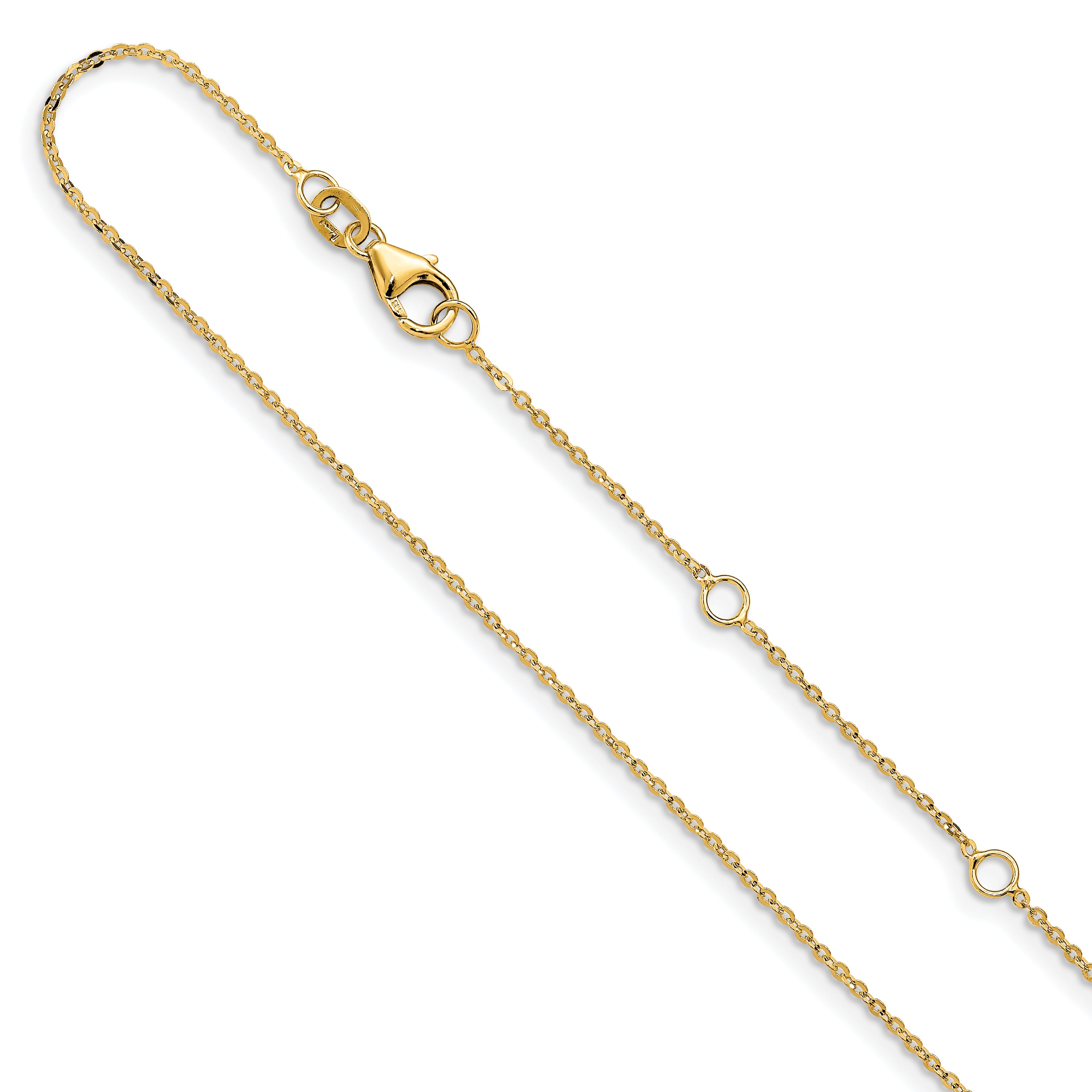 14k 1.2mm Flat Cable 1in+1in Adjustable Chain