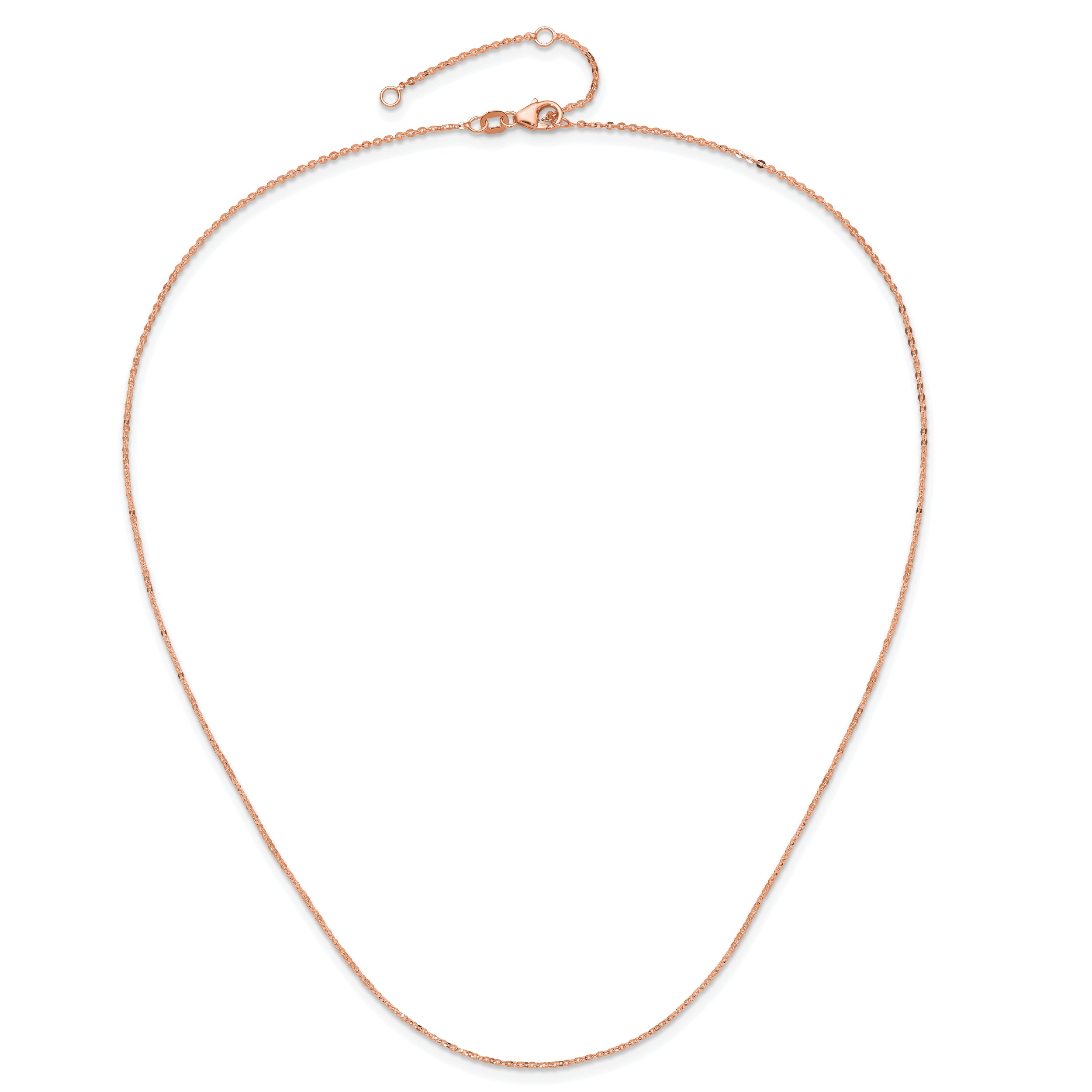 14k Rose Gold 1.2mm Flat Cable 1in+1in Adjustable Chain