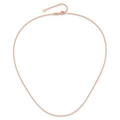 14k Rose Gold 1.25mm Round Cable 1in+1in Adjustable Chain