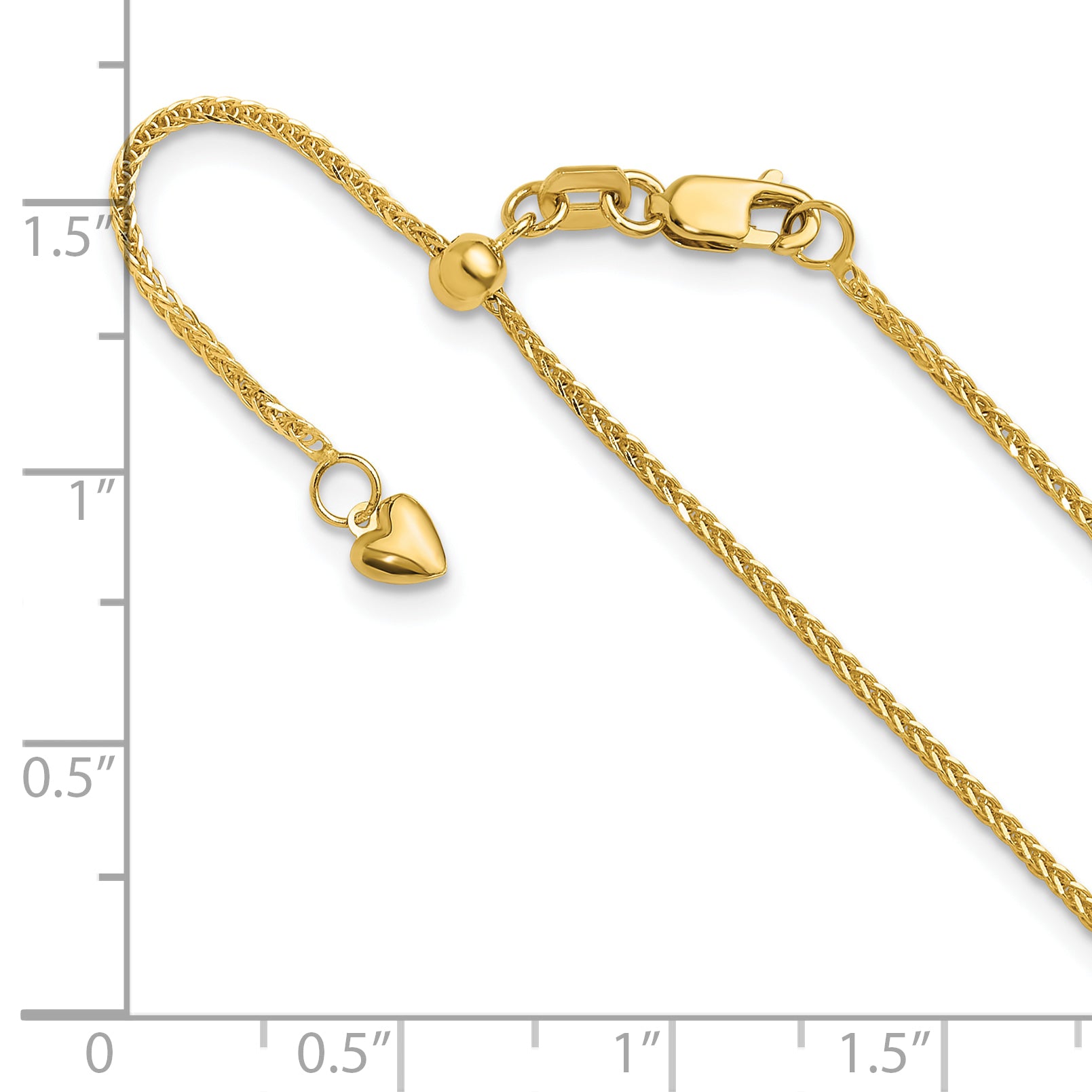 14K Adjustable 1mm Quadra Wheat Chain