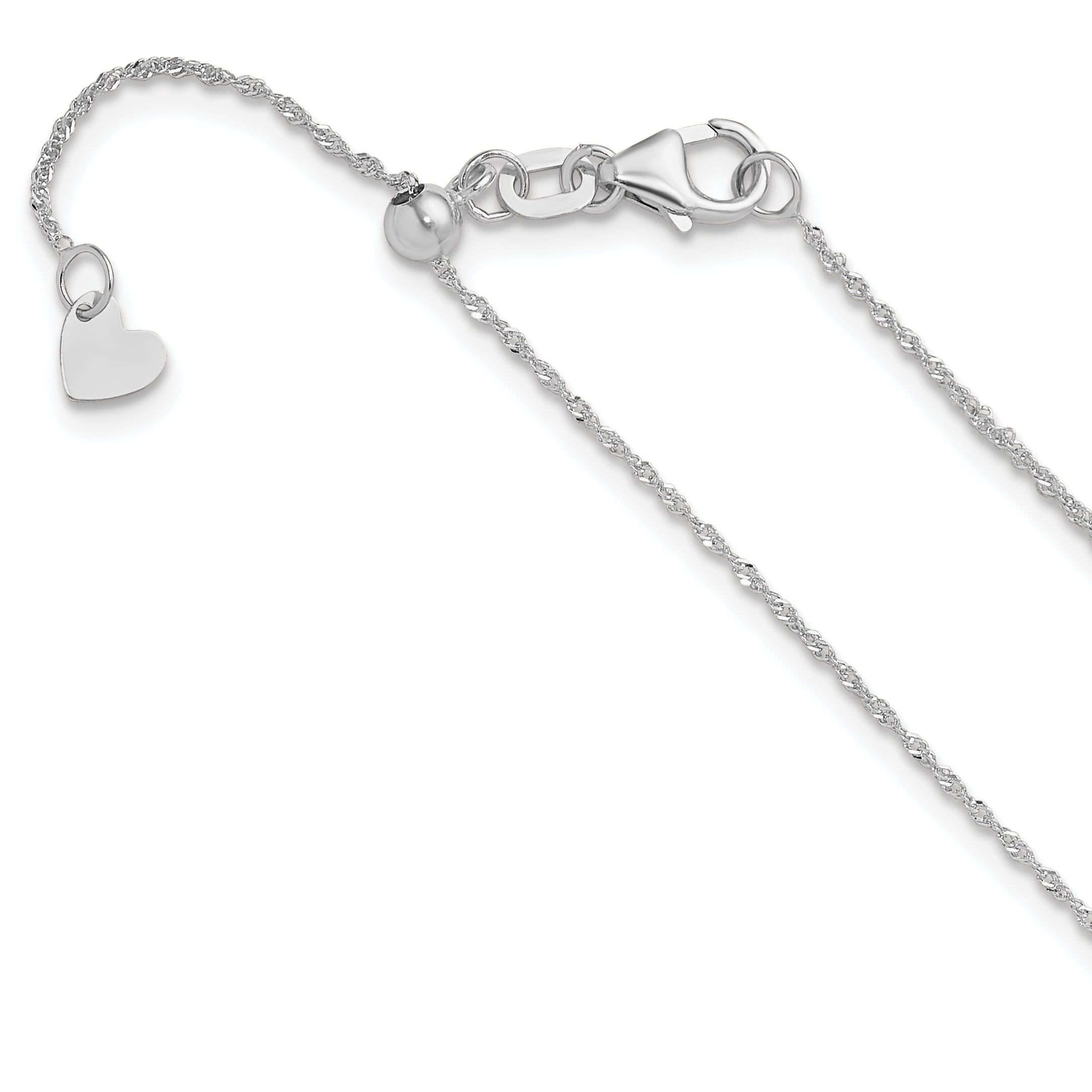 14K White Gold Adjustable .95mm Sparkle Singapore Chain