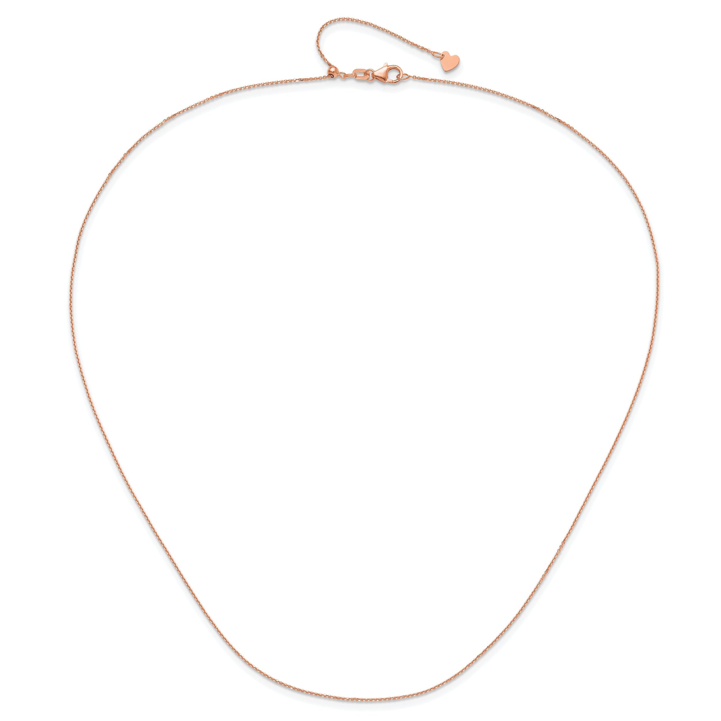 14K Rose Gold Adjustable  1mm D/C Cable Chain