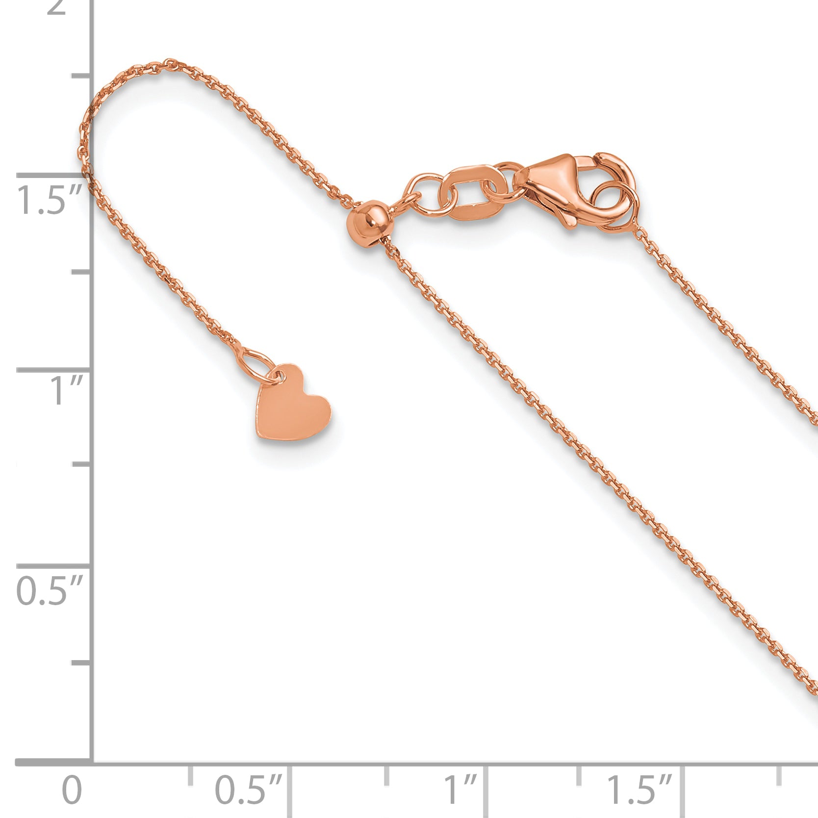 14K Rose Gold Adjustable  1mm D/C Cable Chain