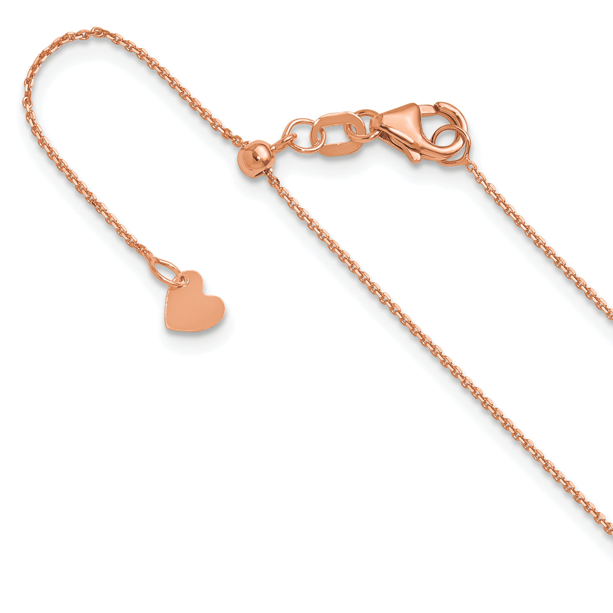 14K Rose Gold Adjustable  1mm D/C Cable Chain