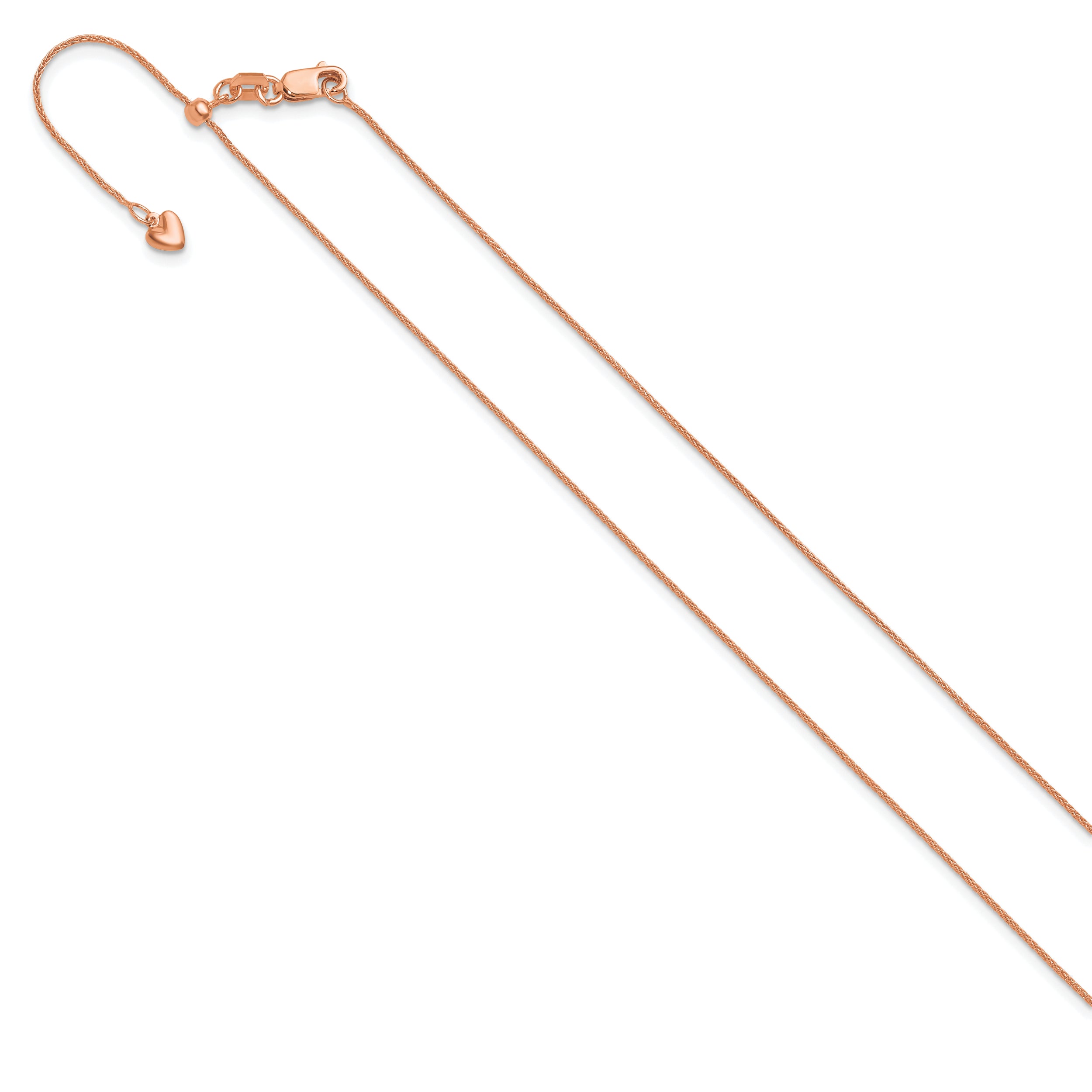 14K Rose Gold Adjustable .85mm Wheat Chain