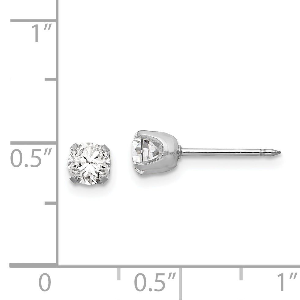 14K White Gold CZ Stud Earrings with Rhodium Finish  Elegant, Women’s