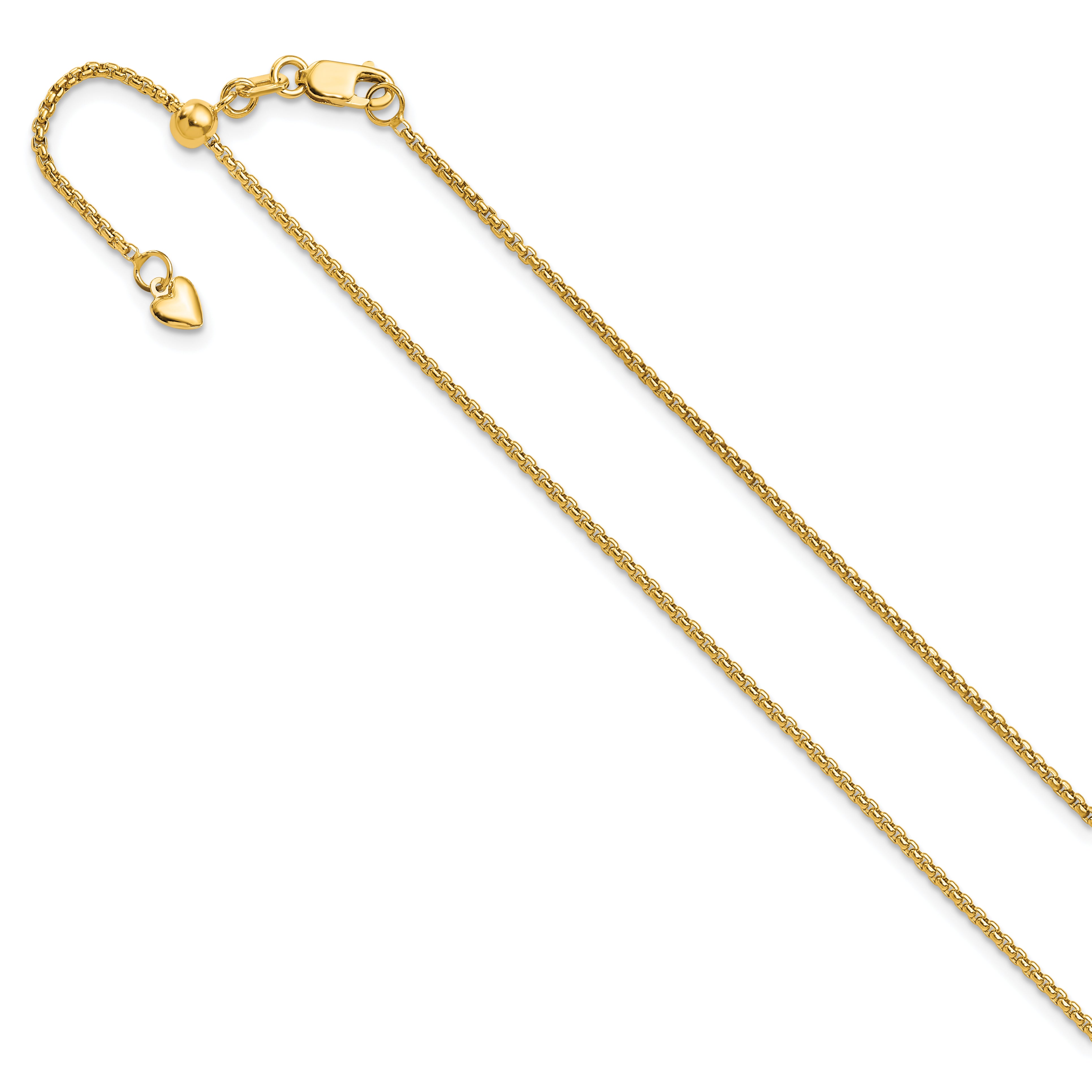 14K Adjustable 1.35mm  Round Box Chain