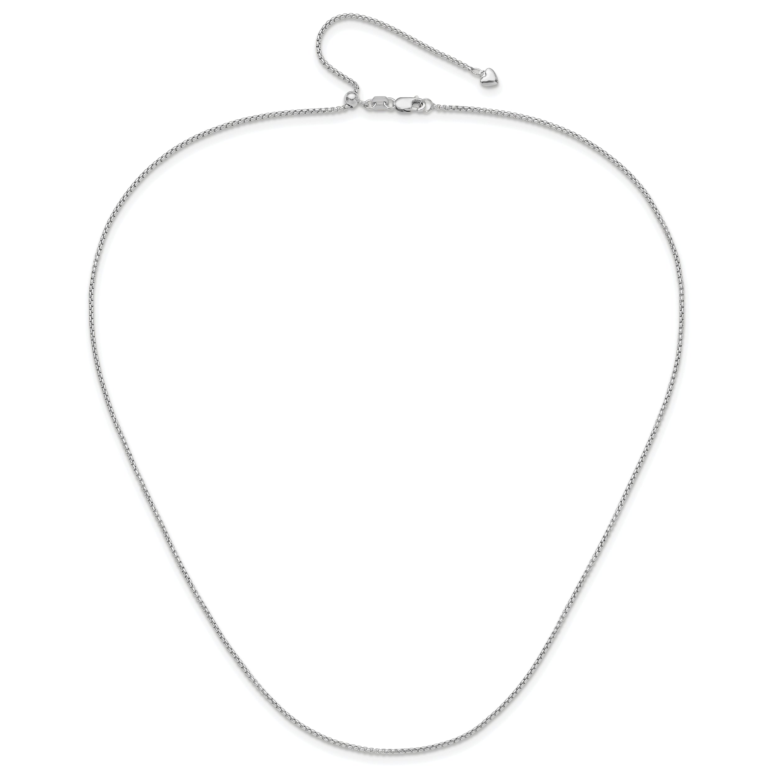 14K White Gold Adjustable 1.35mm  Round Box Chain