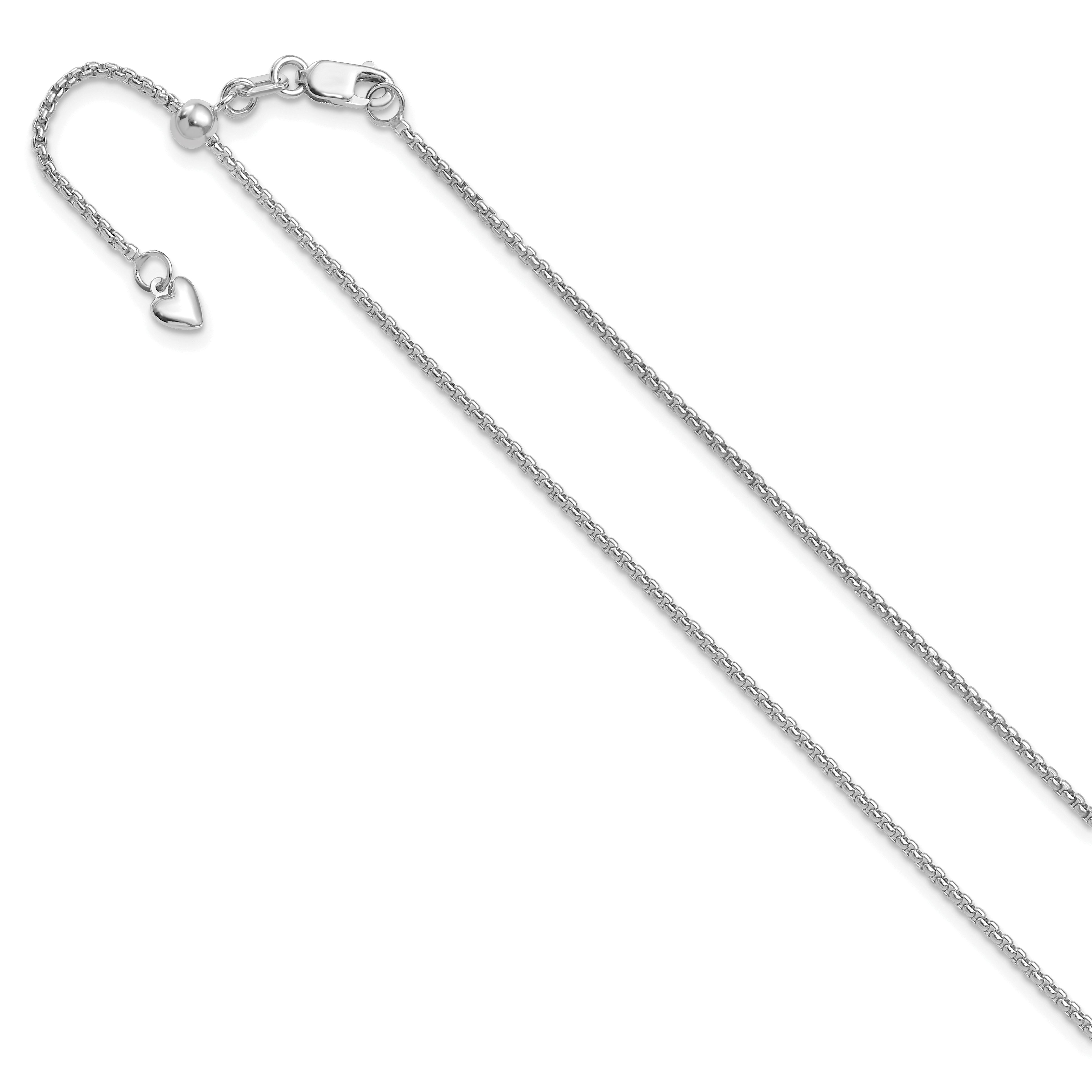 14K White Gold Adjustable 1.35mm  Round Box Chain