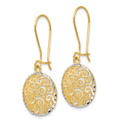 14K Two-tone Filigree Dangle Earrings