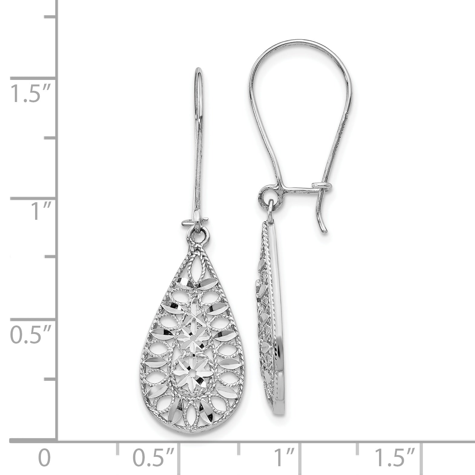 14K White Gold D/C Dangle Earrings