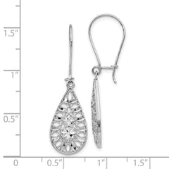 14K White Gold D/C Dangle Earrings