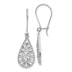 14K White Gold D/C Dangle Earrings