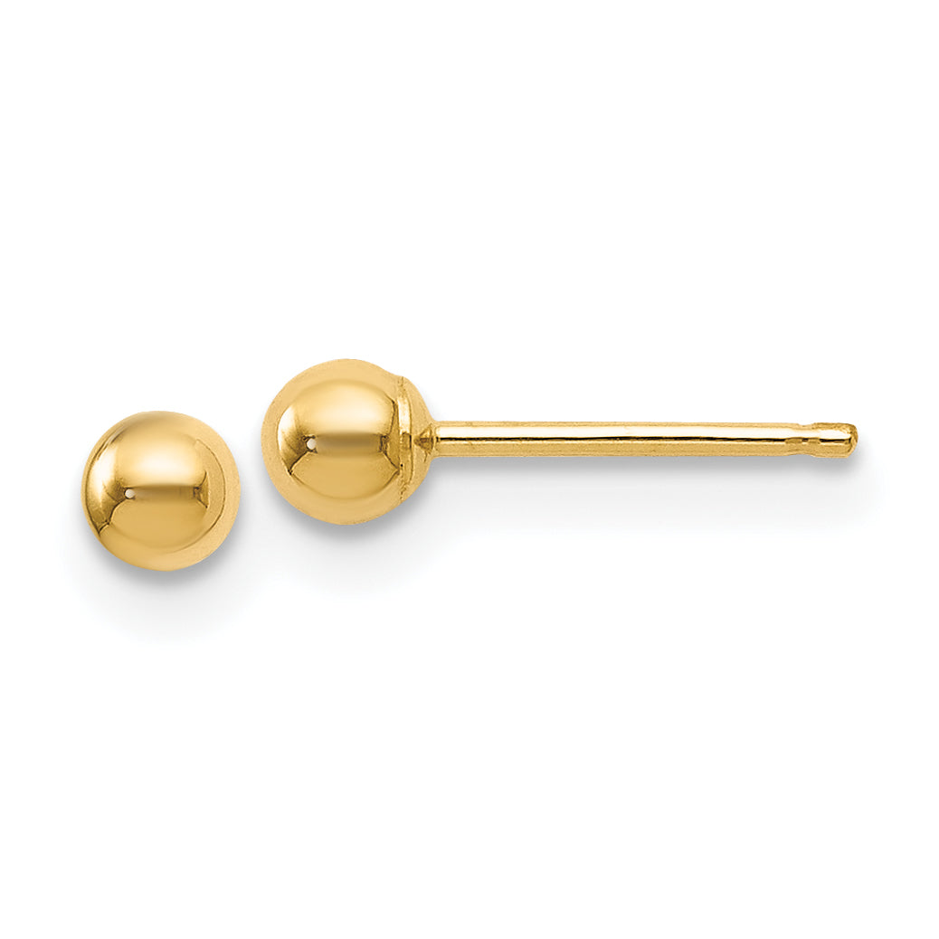 14K Polished 3mm Ball Post Earrings