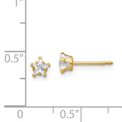 14K Gold Star Stud Earrings with Sparkling Cubic Zirconia – Elegant & Petite