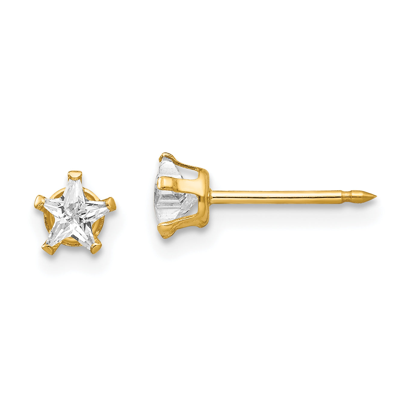 Inverness 14k 4mm Star CZ Post Earrings