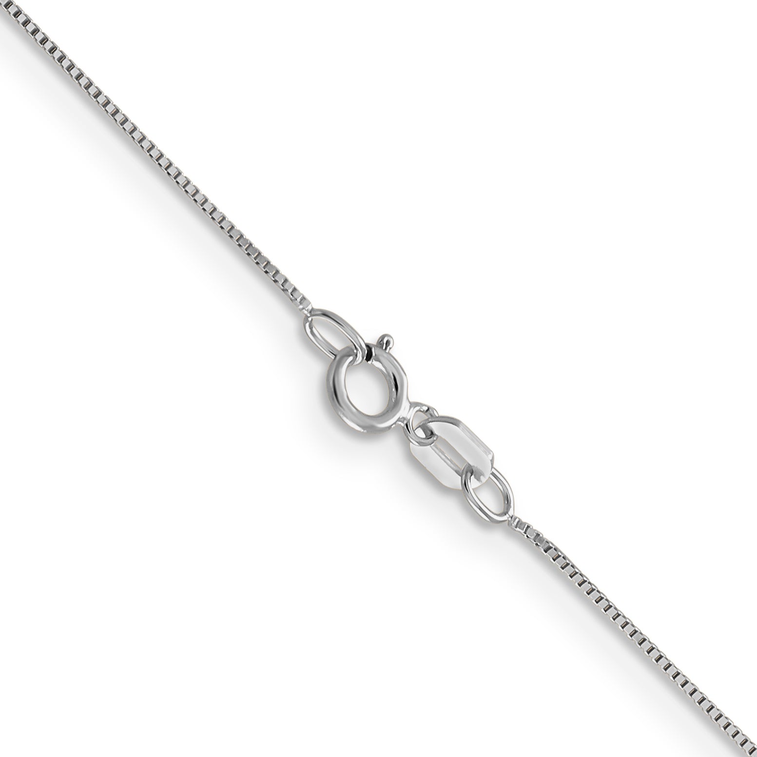 14K White Gold .5mm Baby Box with Spring Ring Clasp Chain