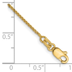 14K 1mm Spiga (Wheat) Chain Anklet