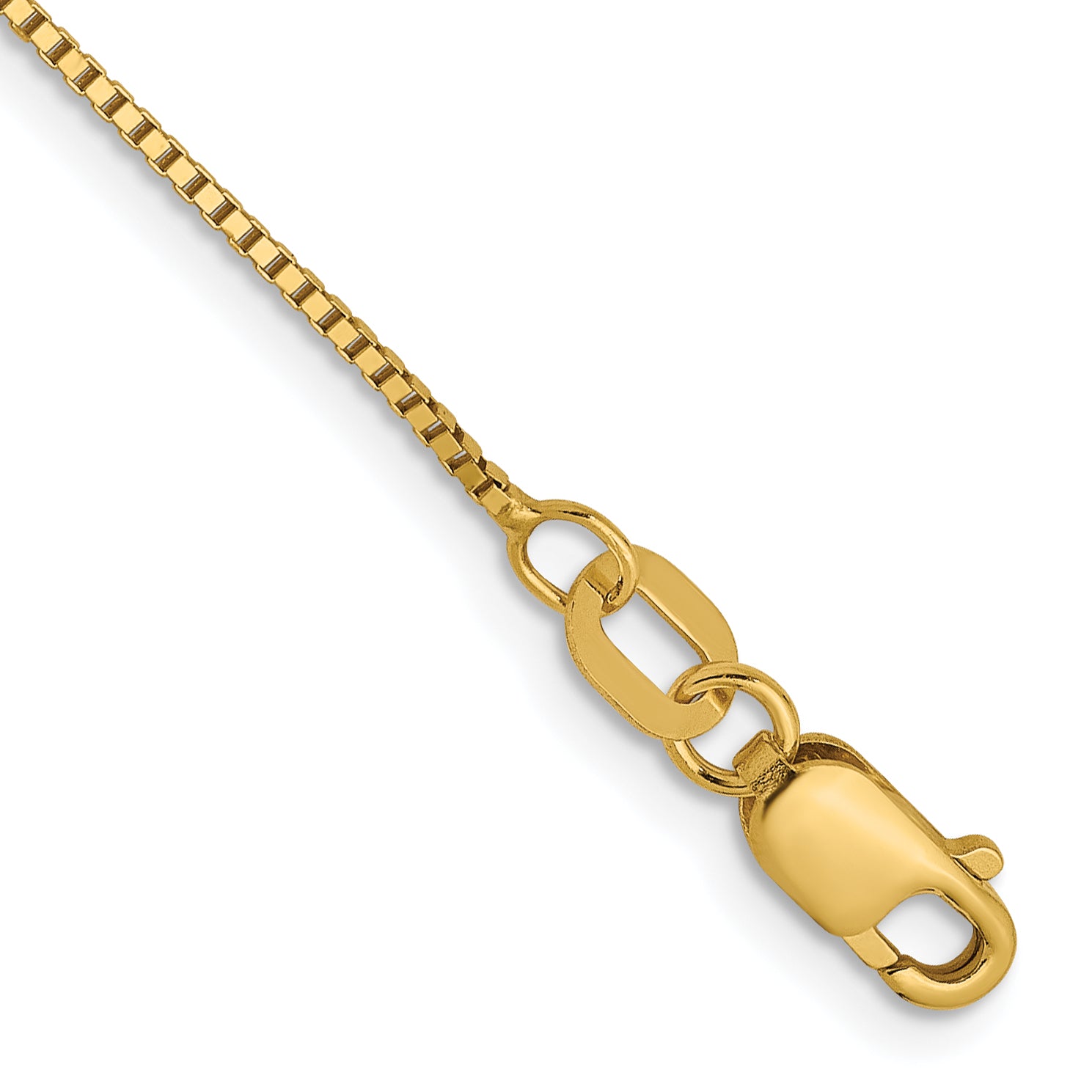 14K .7mm Box with Lobster Clasp Chain Anklet