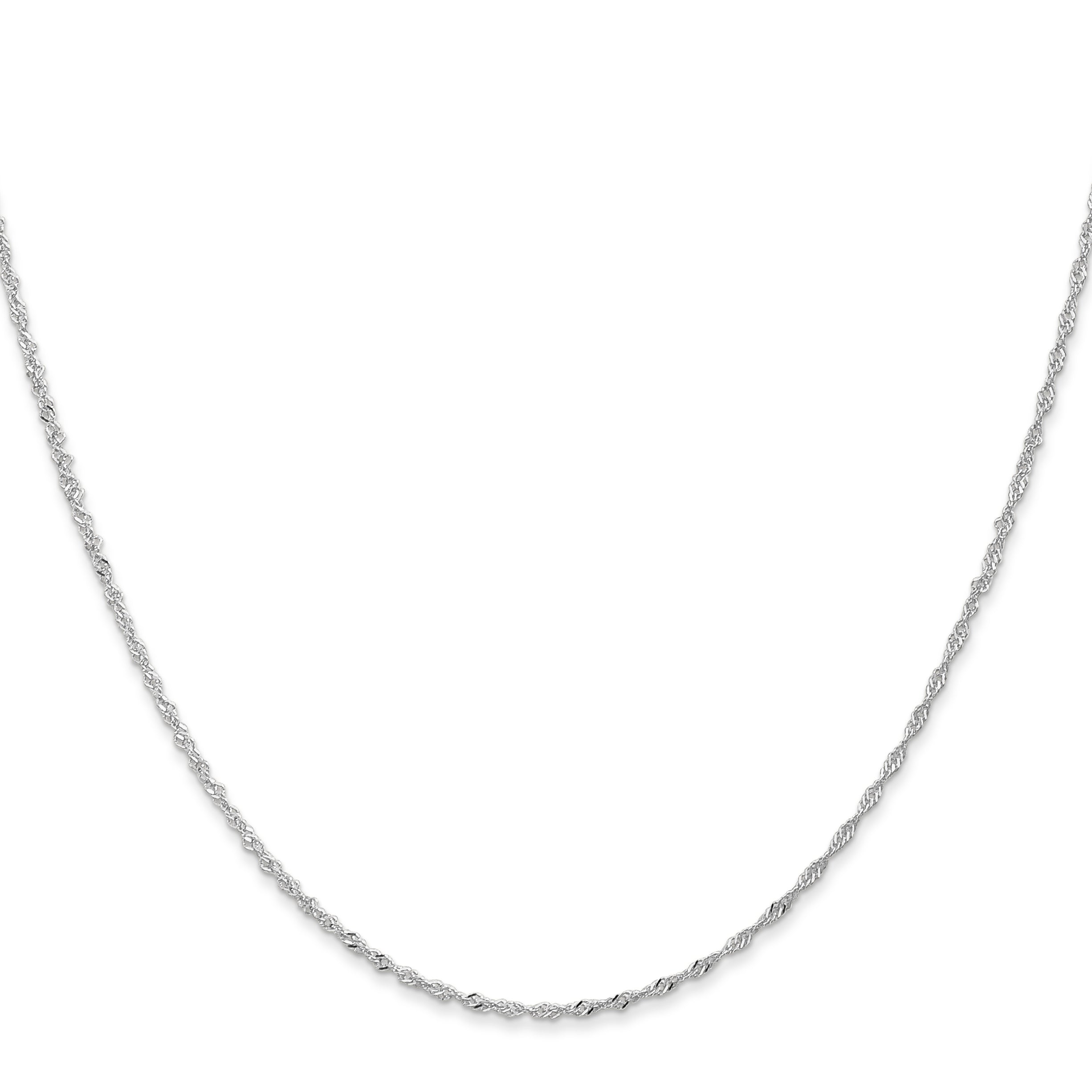 14K White Gold 1mm Singapore with Lobster Clasp Chain