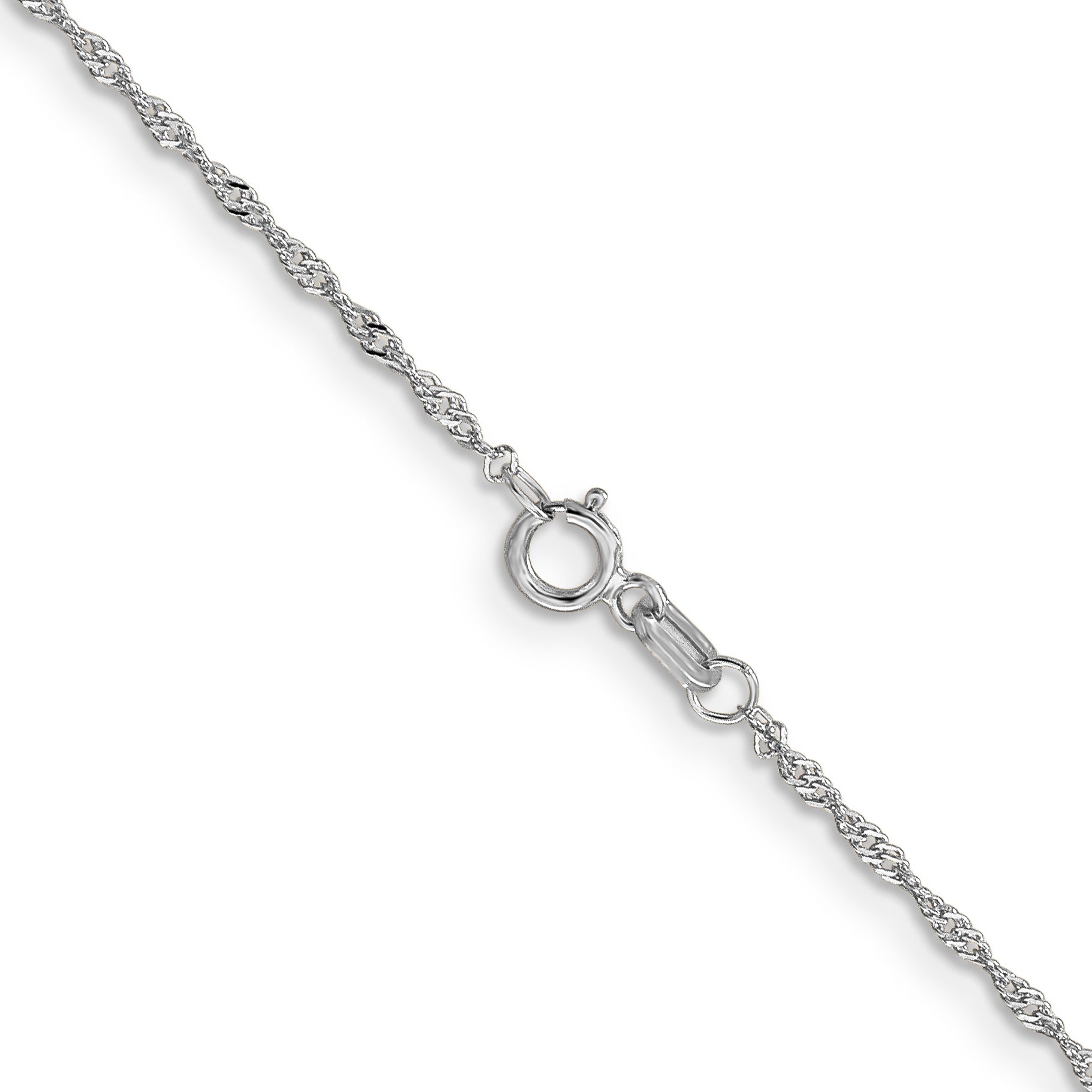 14K White Gold 1mm Singapore with Lobster Clasp Chain