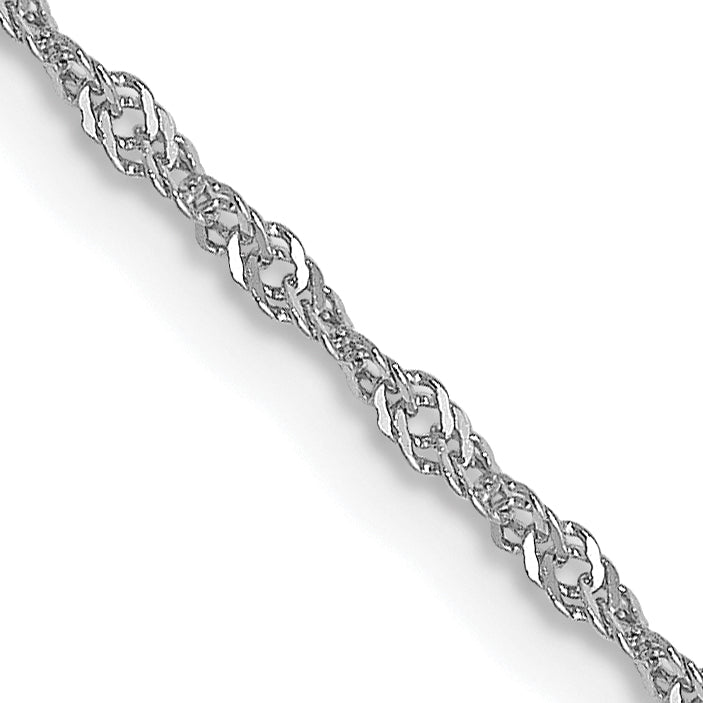 14K White Gold 1mm Singapore with Lobster Clasp Chain