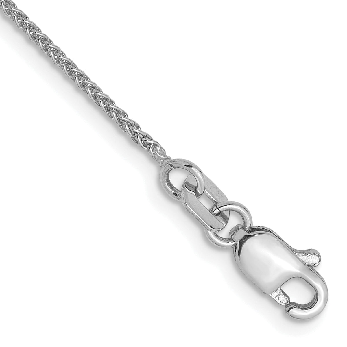 14K White Gold 1mm Spiga (Wheat) Chain Anklet