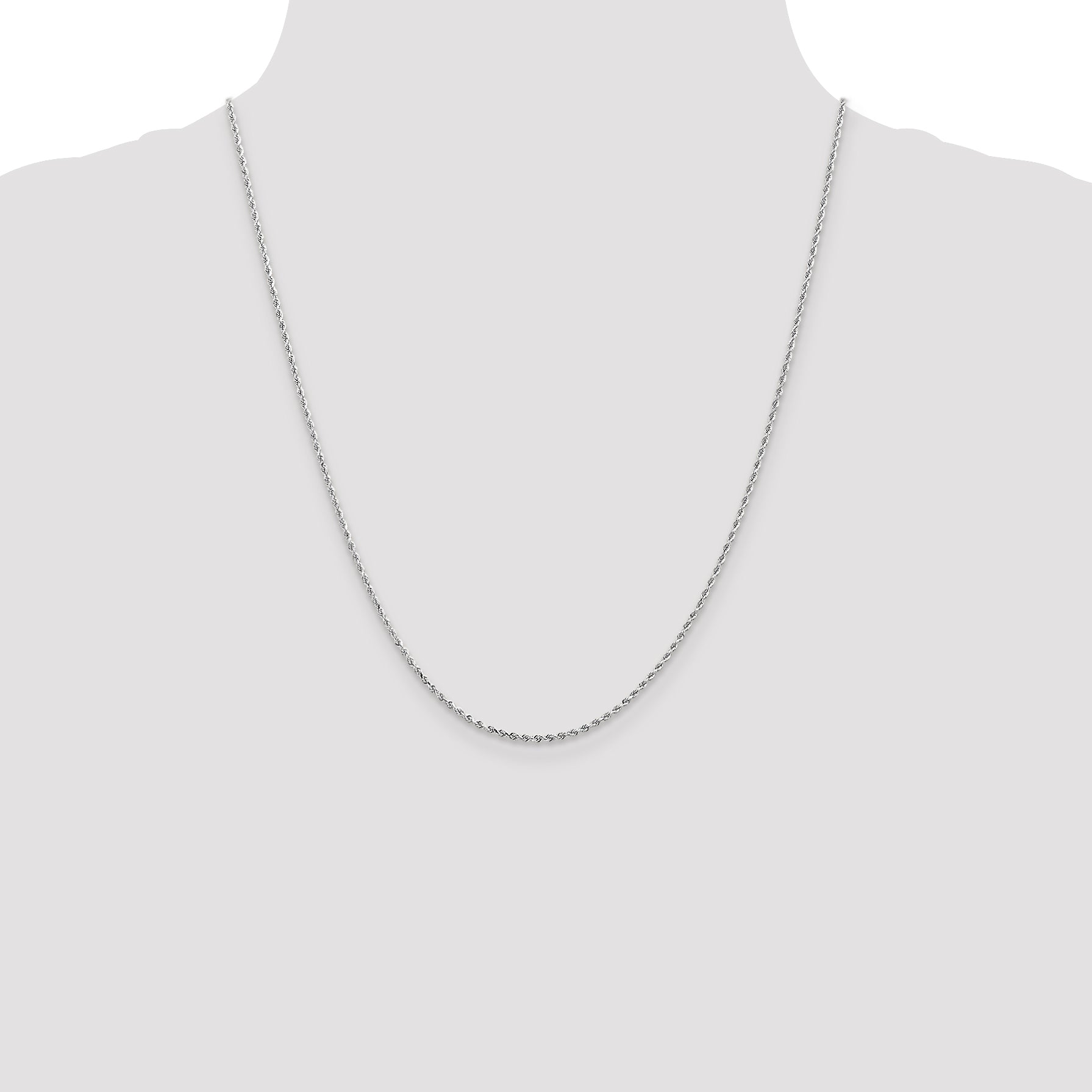 14K White Gold 1.5mm Diamond-Cut Rope Chain