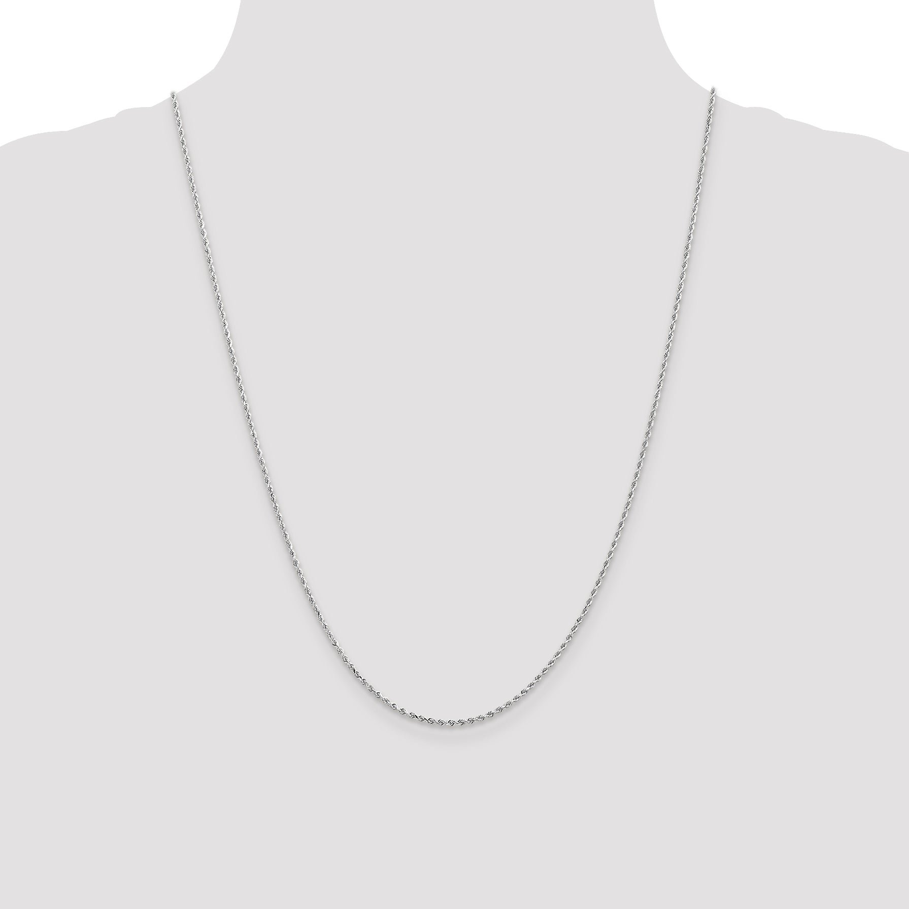 14K White Gold 1.5mm Diamond-Cut Rope Chain