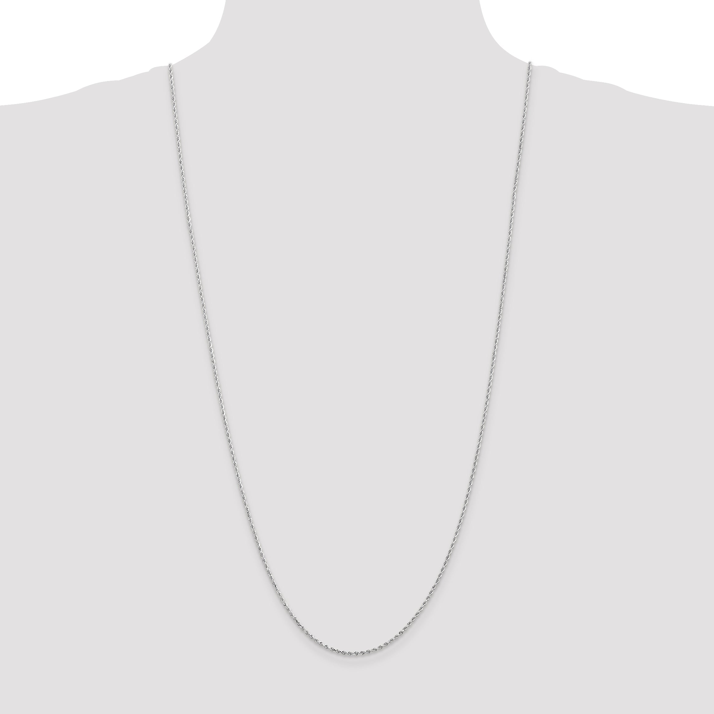 14K White Gold 1.5mm Diamond-Cut Rope Chain