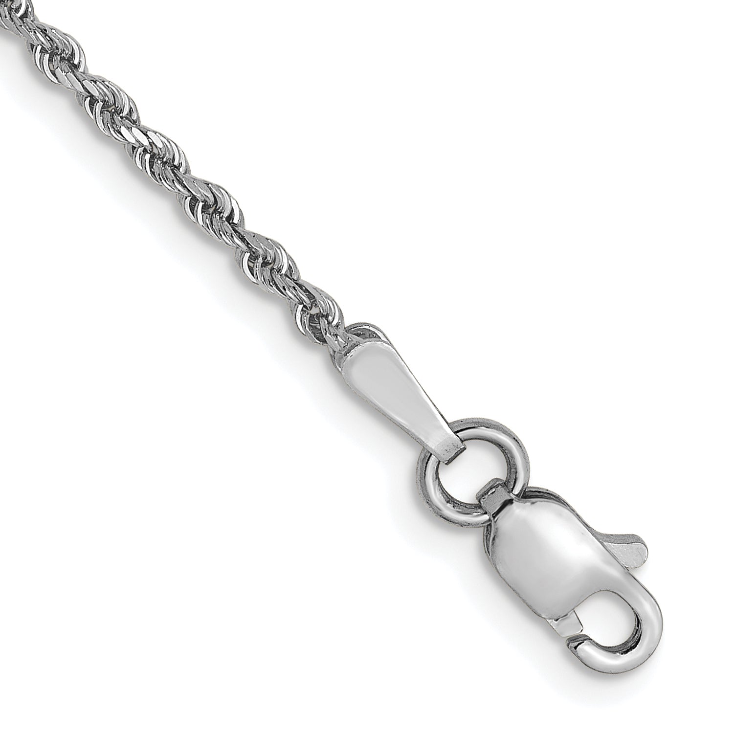 14K White Gold 1.5mm Diamond-Cut Rope Chain Anklet