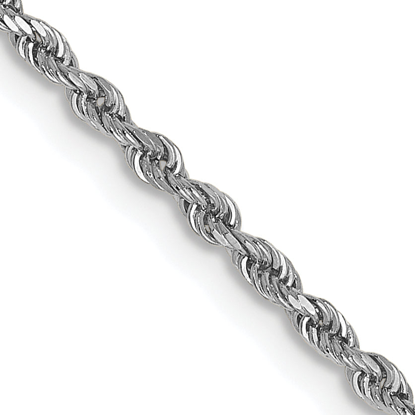 14K White Gold 1.5mm Diamond-Cut Rope Chain