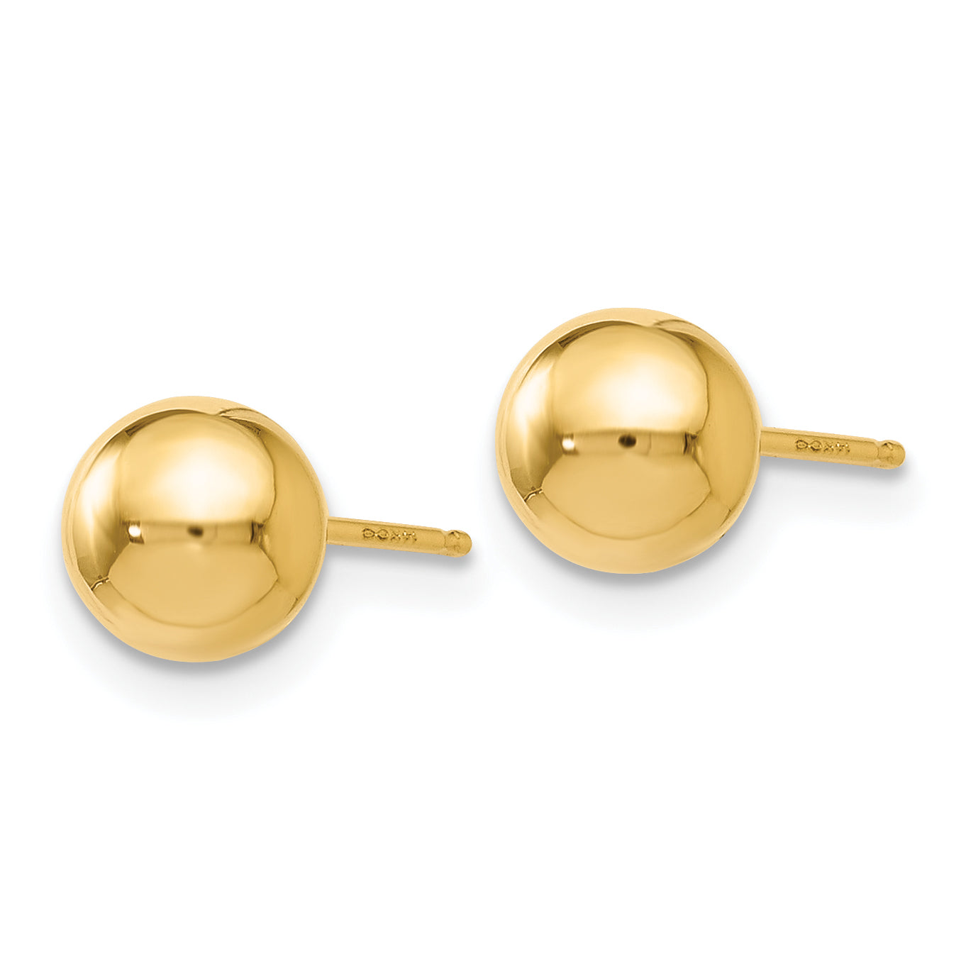 14K Gold Polished Ball Post Earrings 6mm Elegant Hollow Design