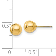 14K Gold Polished Ball Post Earrings 6mm Elegant Hollow Design