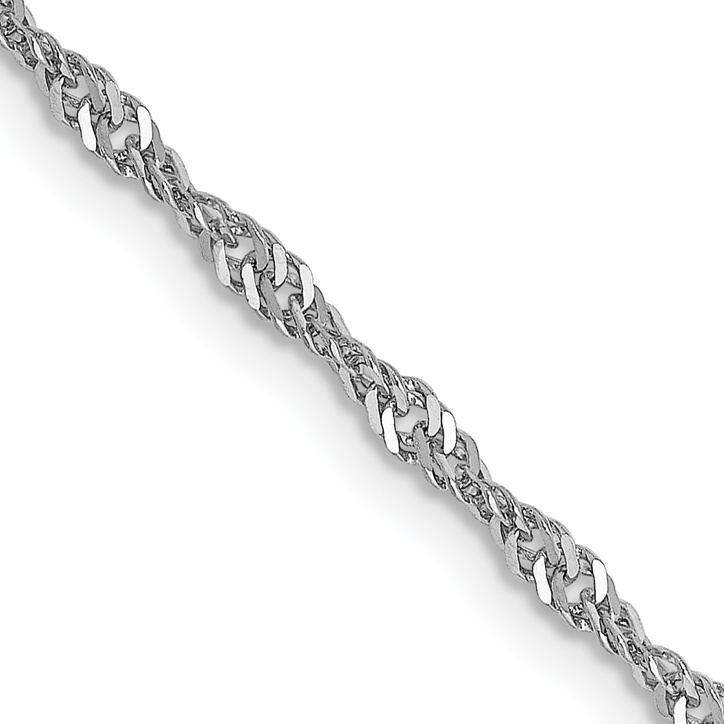 14K White Gold 1.6mm Sparkle Singapore Chain