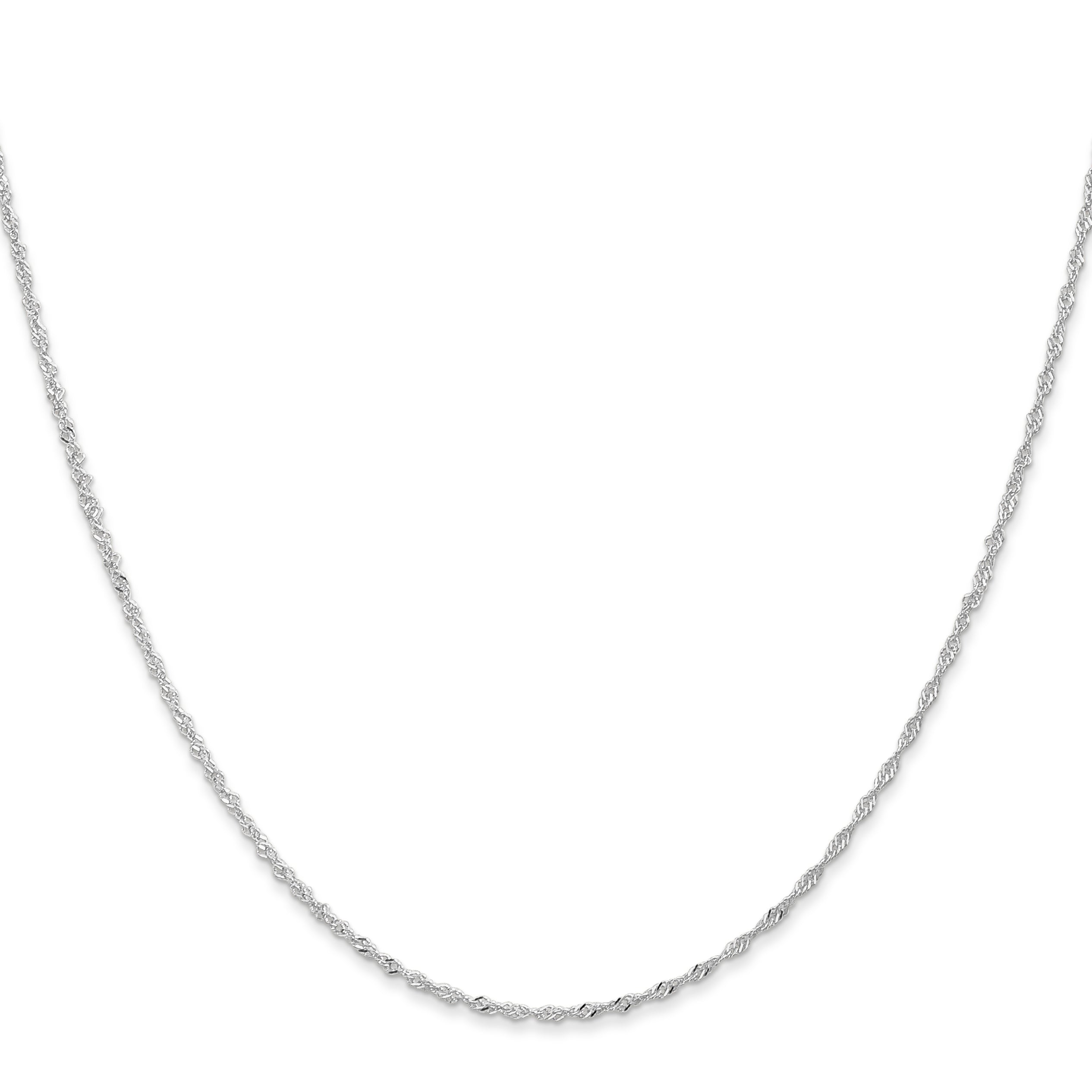 18K White Gold 16 inch 1.1mm Singapore with Spring Ring Clasp Chain