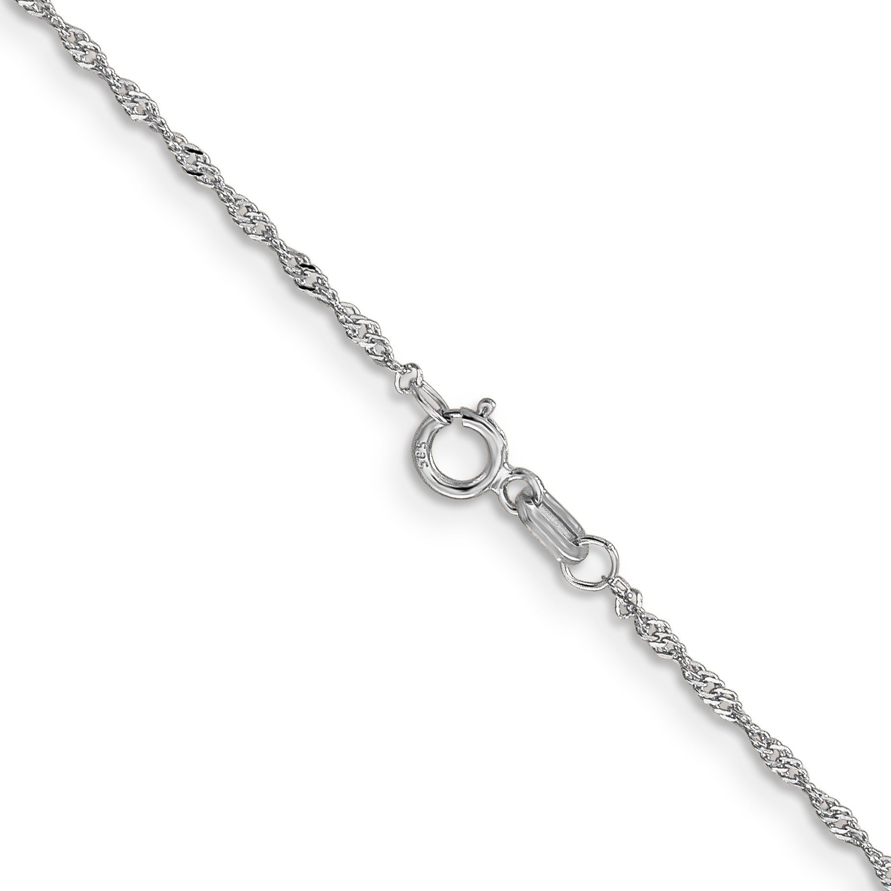 18K White Gold 16 inch 1.1mm Singapore with Spring Ring Clasp Chain