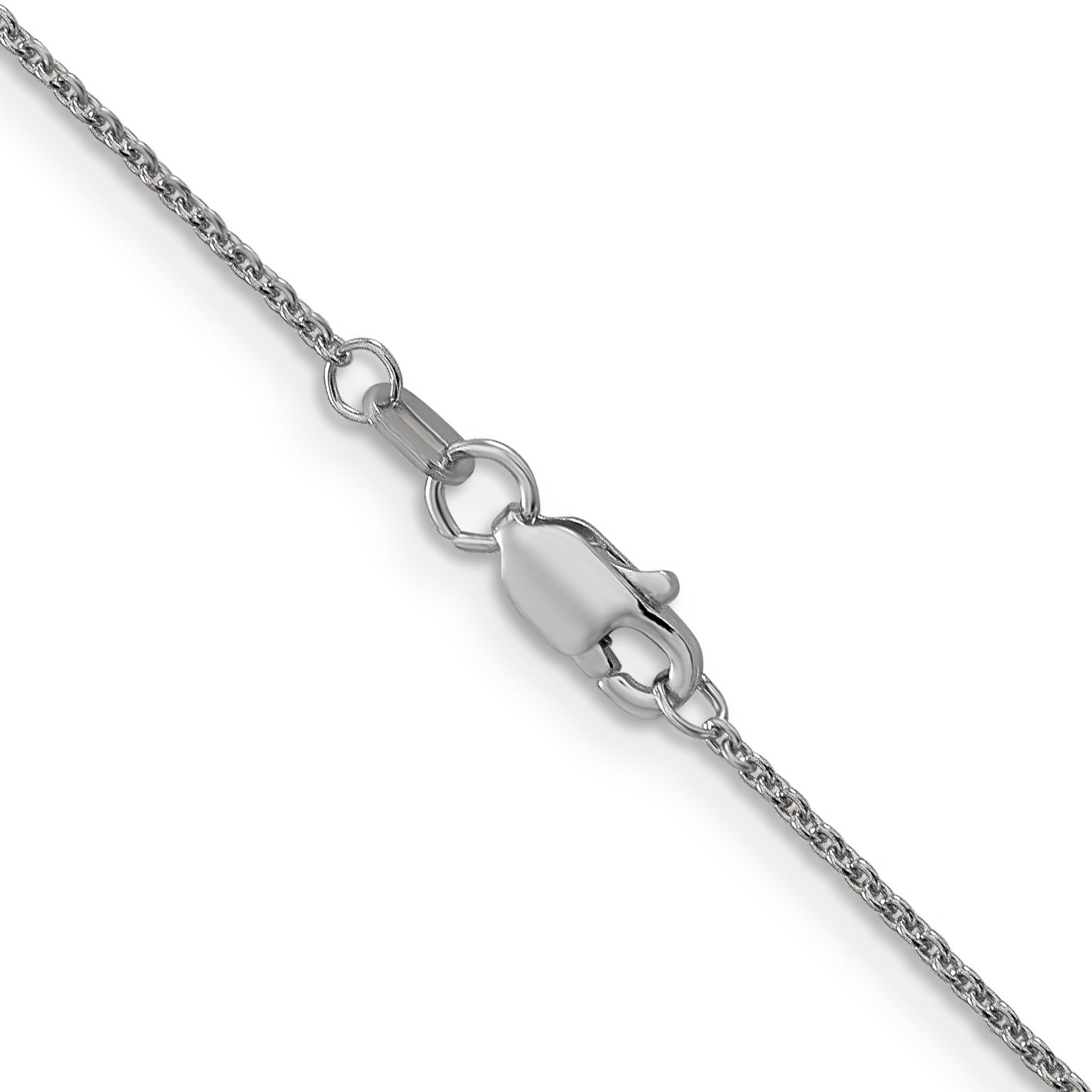 18K White Gold 16 inch 1.5mm Diamond-cut Cable with Fancy Lobster Clasp Chain