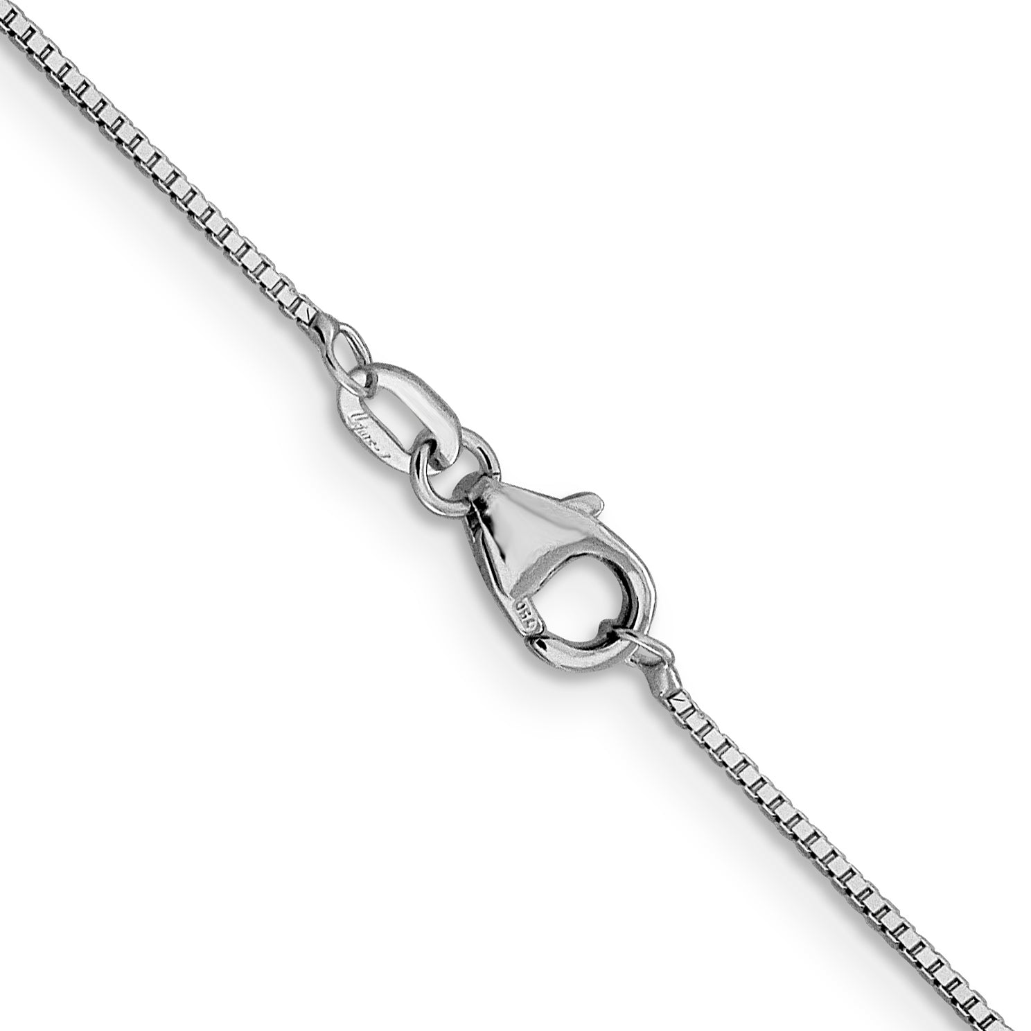 18K White Gold 16 inch .9mm Box with Lobster Clasp Chain