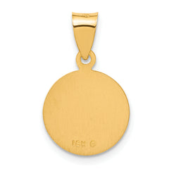 18K Gold Saint Christopher Medal Pendant with Polished Satin Finish