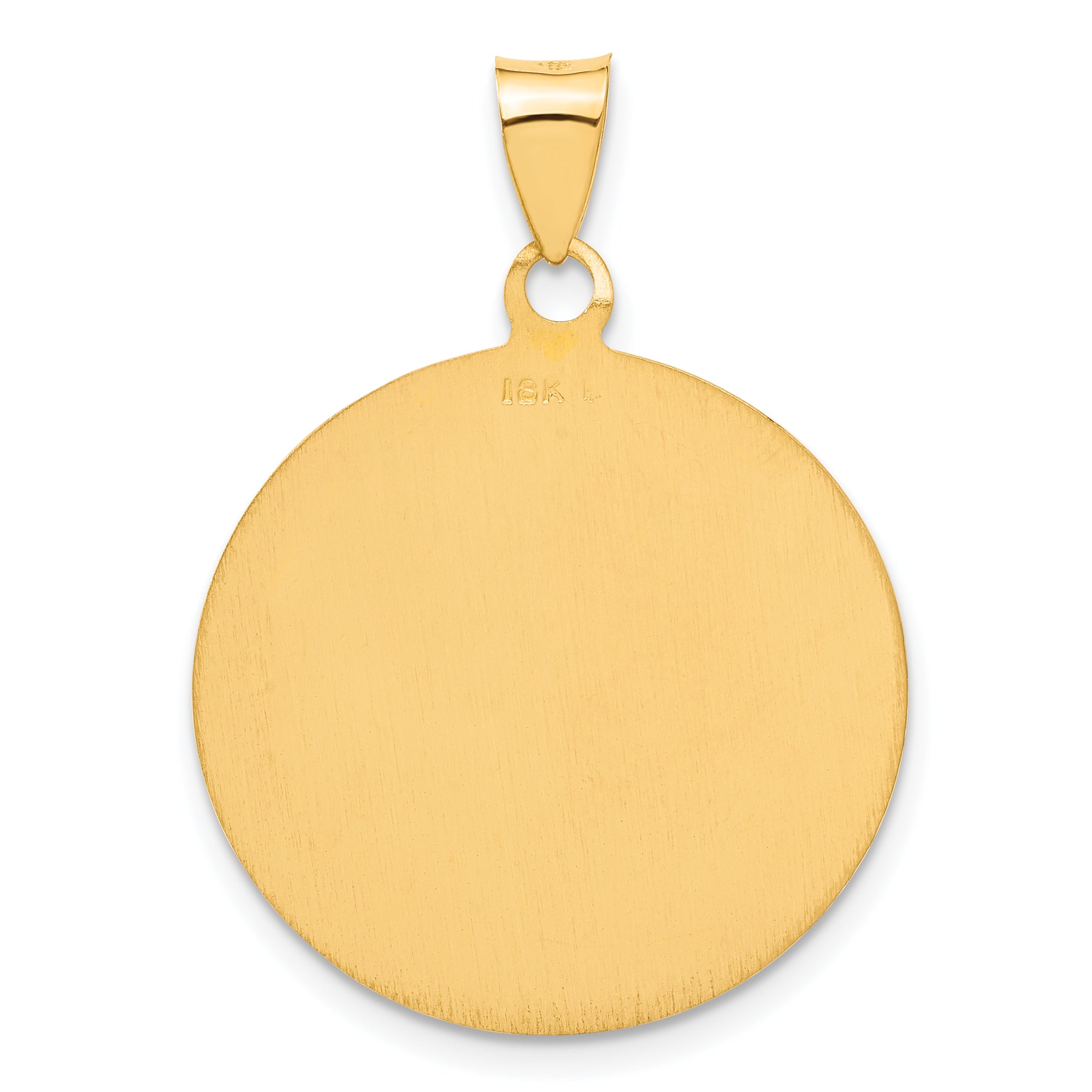 18K Gold Saint Christopher Medal Pendant with Polished Satin Finish