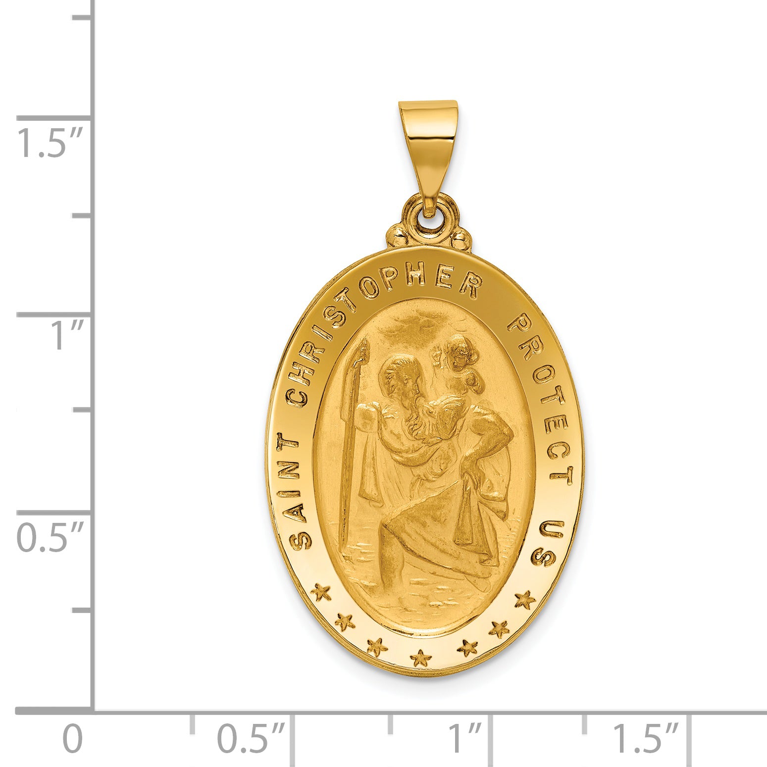 18K Gold Saint Christopher Medal Pendant with Polished Satin Finish