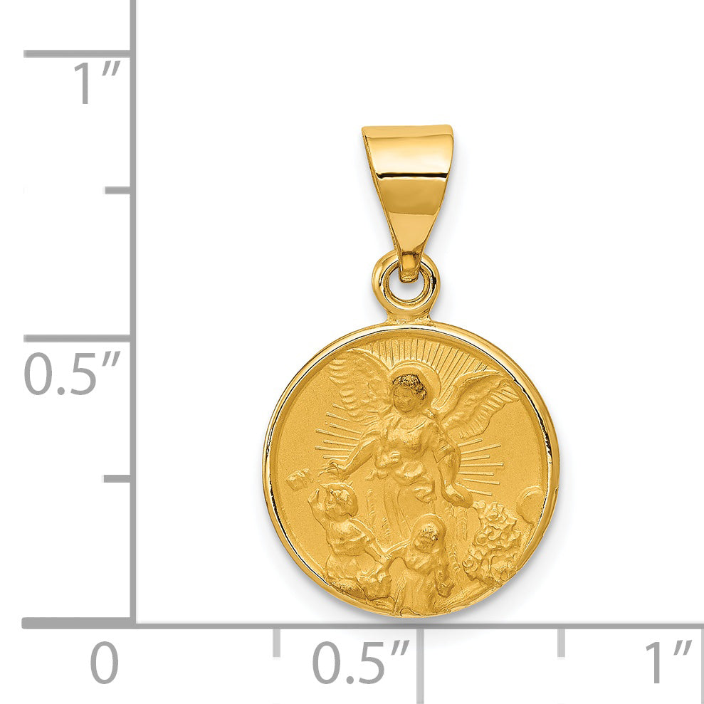 18K Gold Guardian Angel Pendant with Polished Satin Finish