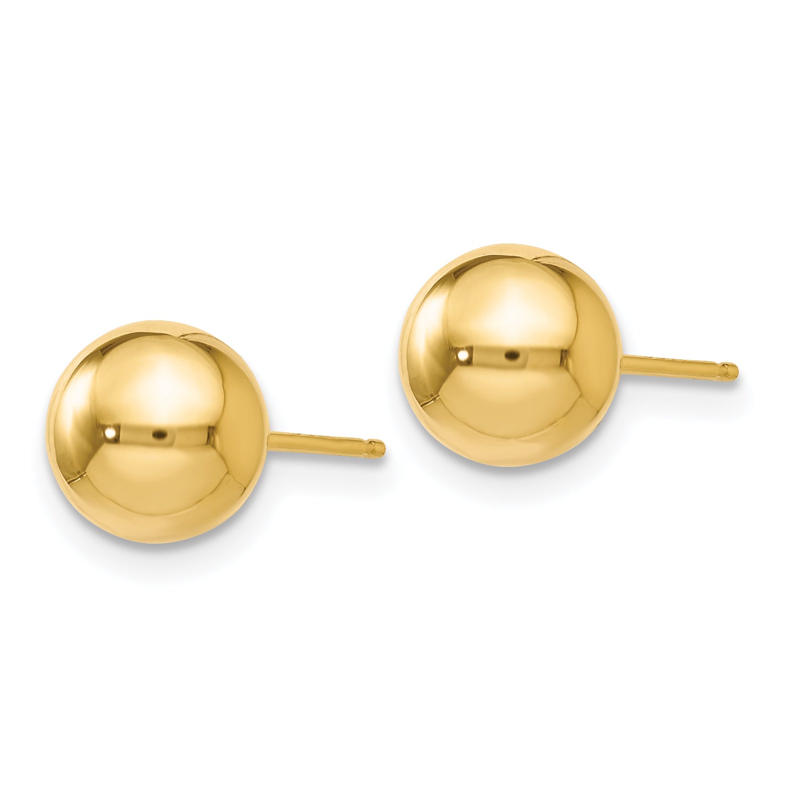 14K Gold Polished 7mm Ball Post Earrings with Lifetime Warranty